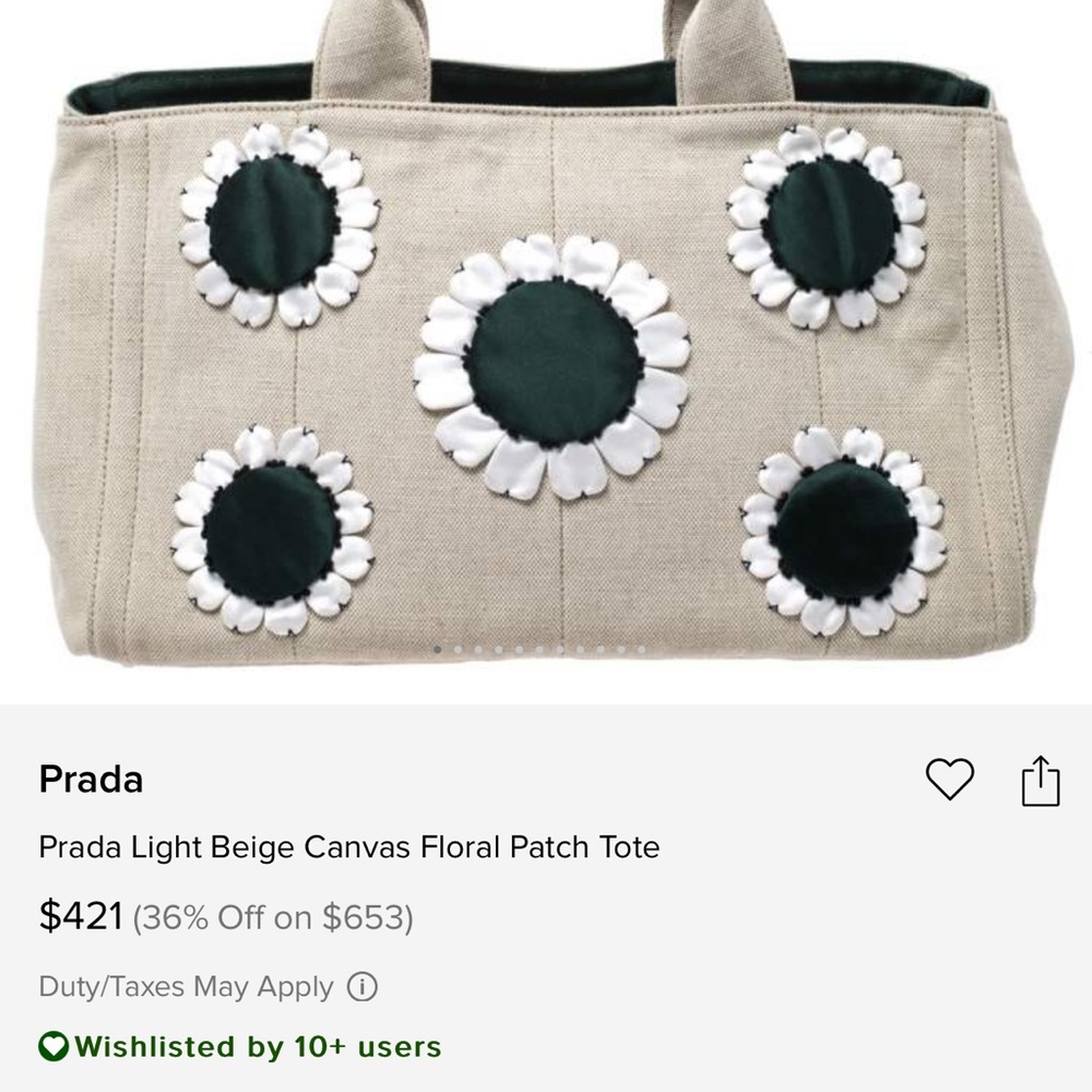 Authentic Prada Canapa Floral Tote